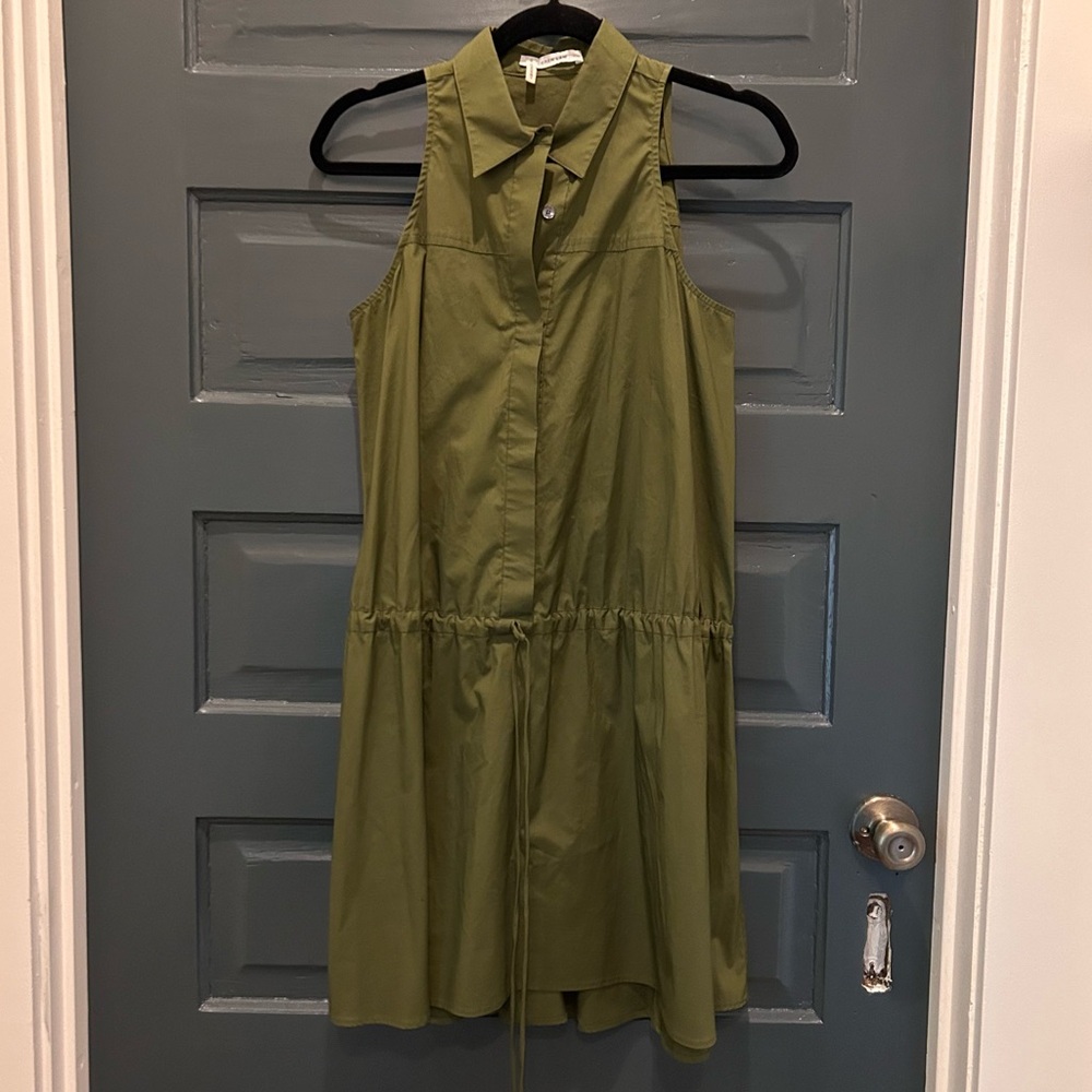 Derek Lam 10 Crosby Olive Green Drop Waist Mini Dress size 6